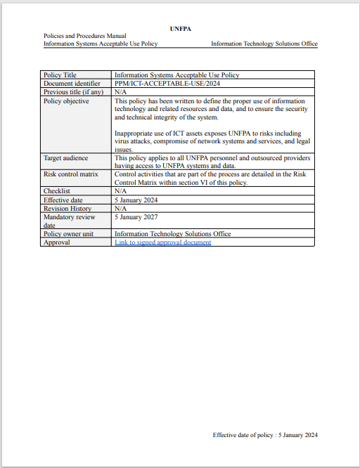 Information Systems Acceptable Use Policy Information Systems Acceptable Use Policy